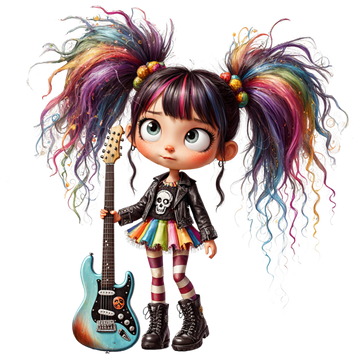 Rock Girl Standing Kids DTF Transfer