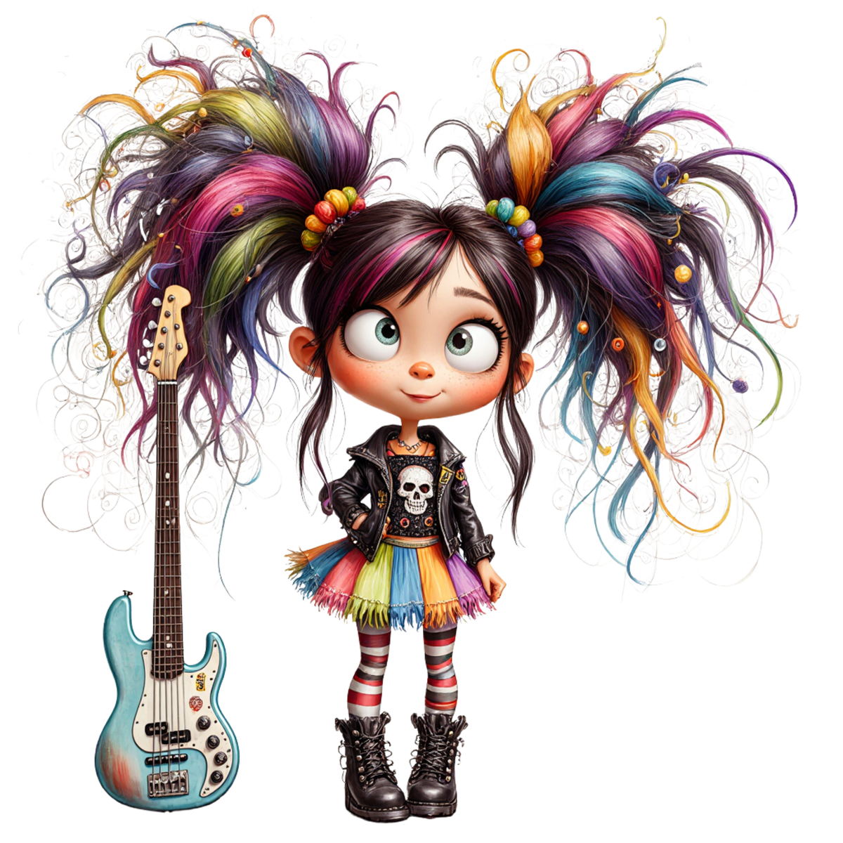 Quirky Rock Girl Googly Eyes Kids DTF Transfer