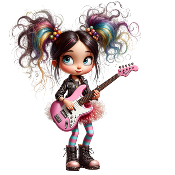 Rock Girl Pink Guitar Kids DTF Transfer
