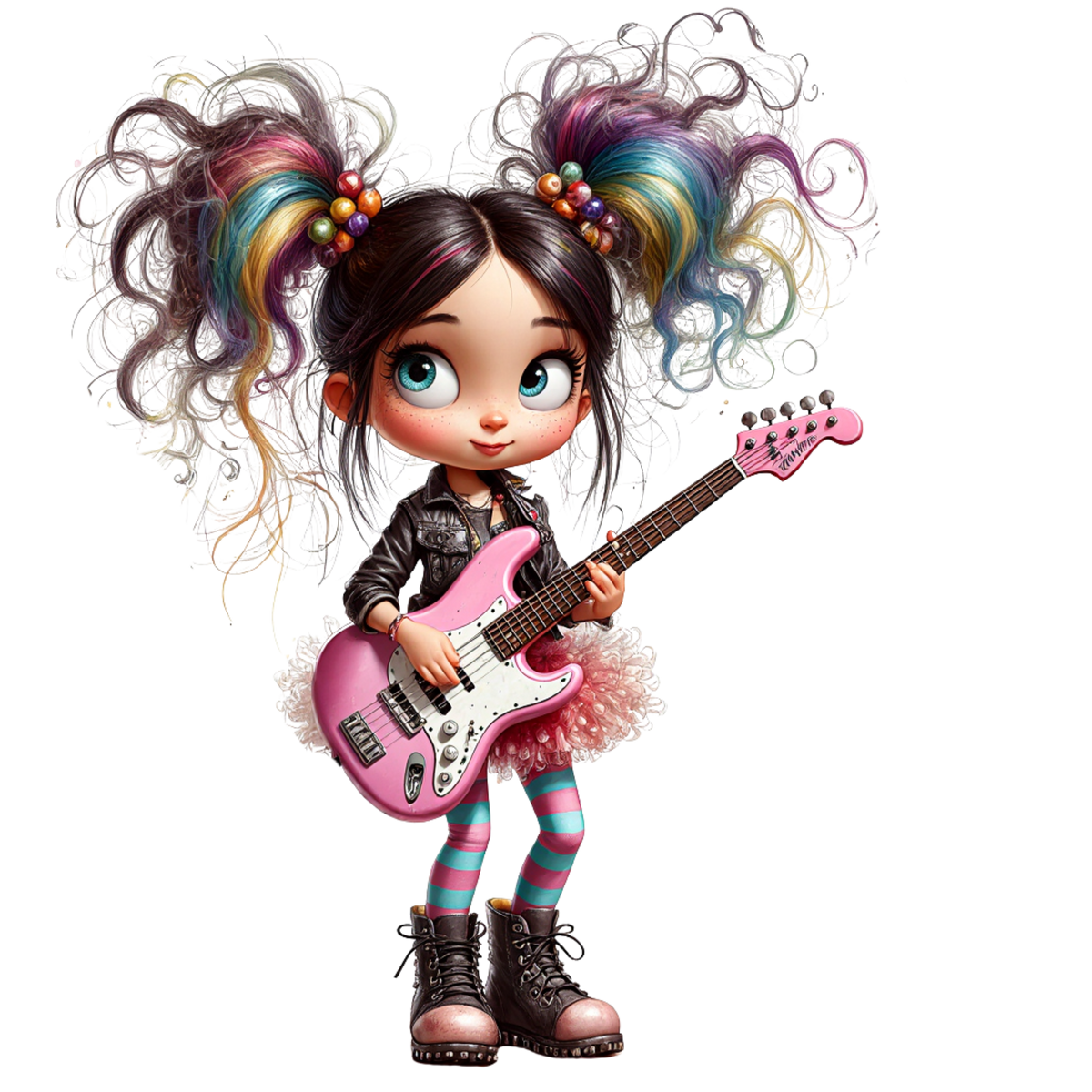 Rock Girl Pink Guitar Kids DTF Transfer