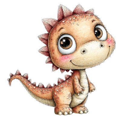 Whimsical Baby Brown Dinosaur