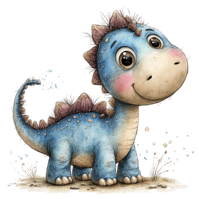 Whimsical Little Blue Dinosaur