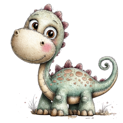 Whimsical Green Dinosaur