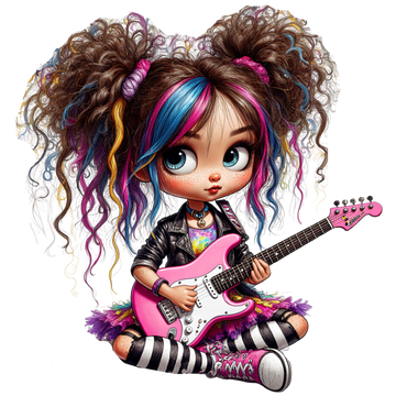 Rock Girl Playing Guitar Kids DTF Transfer
