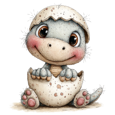 Whimsical Baby Dinosaur Hatchling