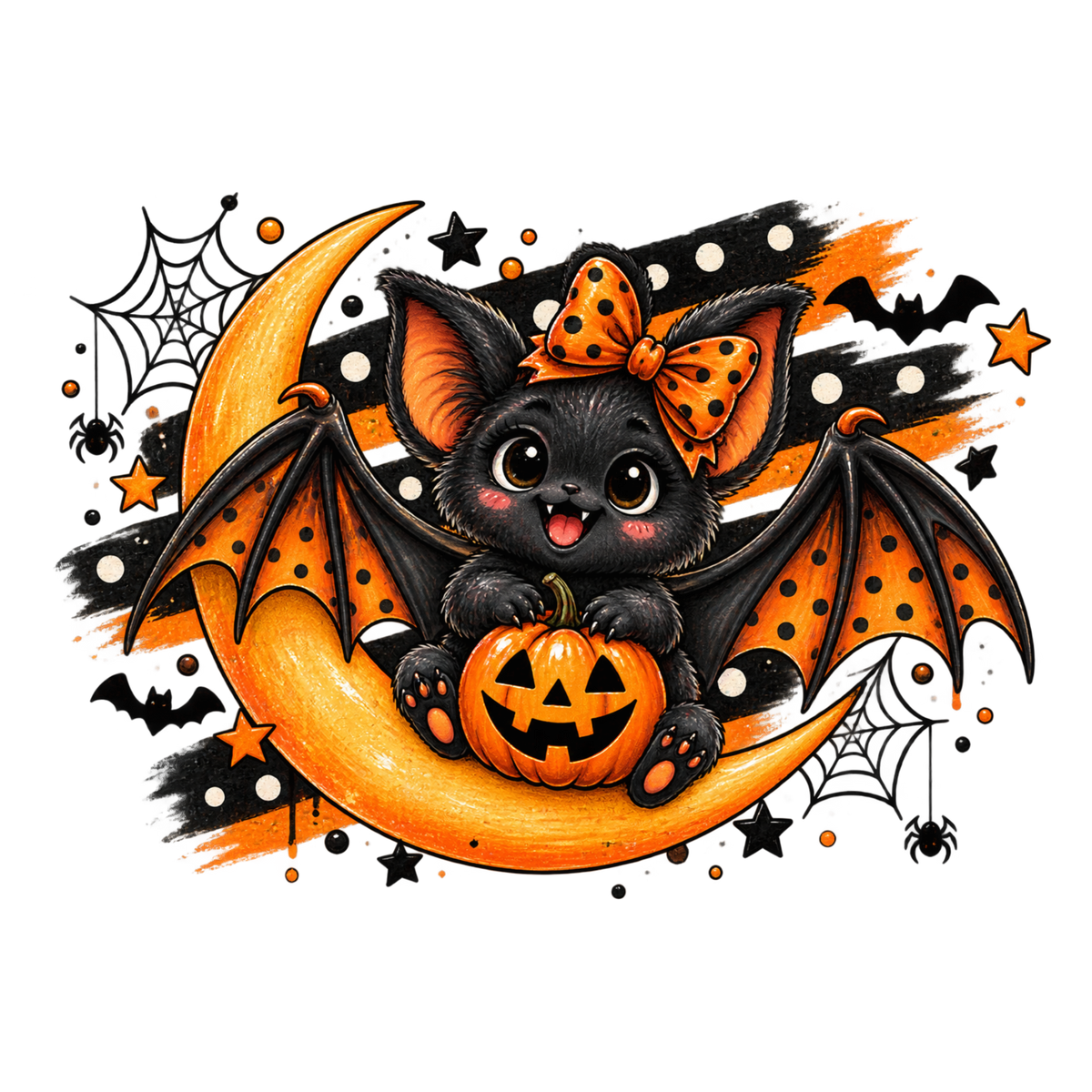 Cute Black Bat Halloween DTF transfer