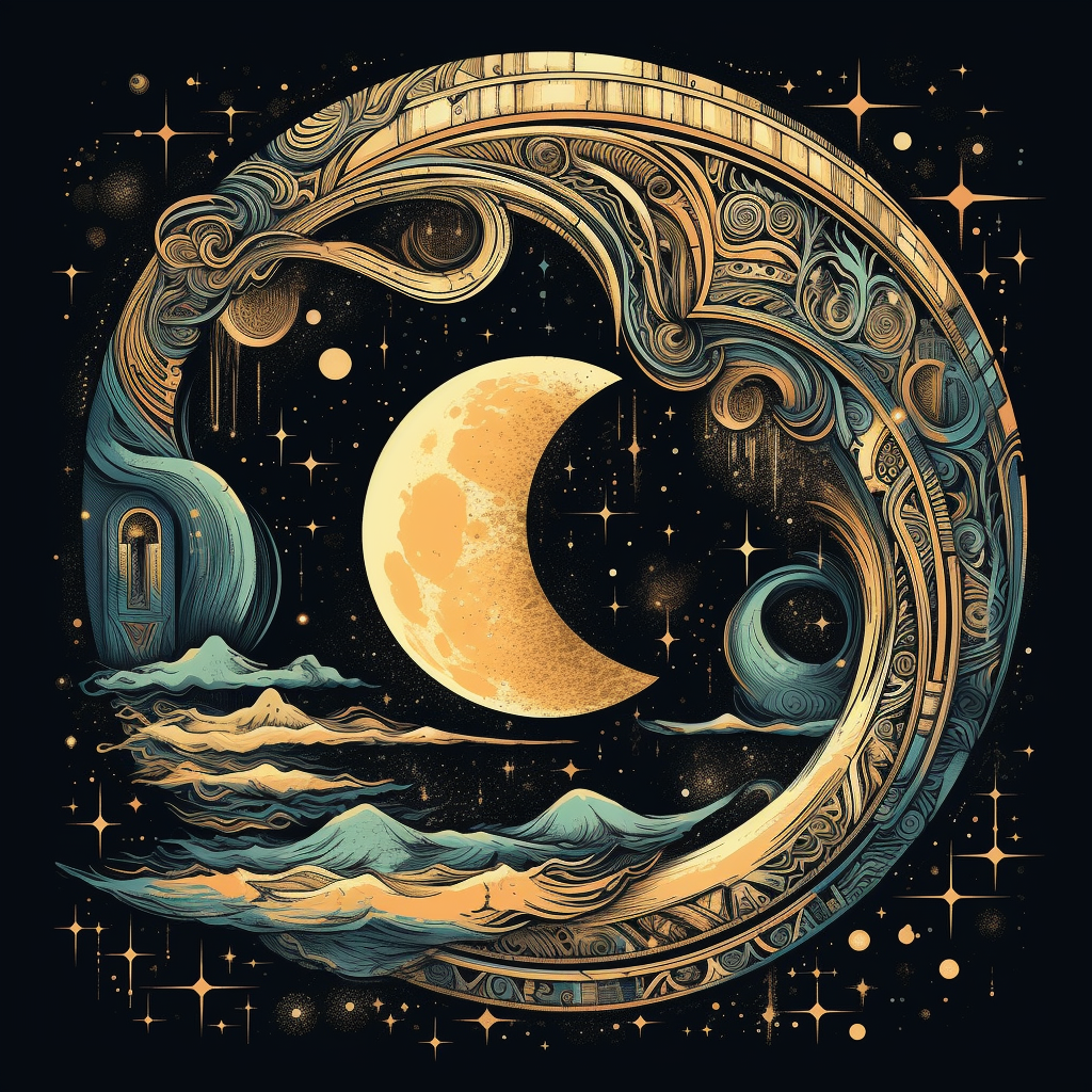 Golden Celestial Moon Print