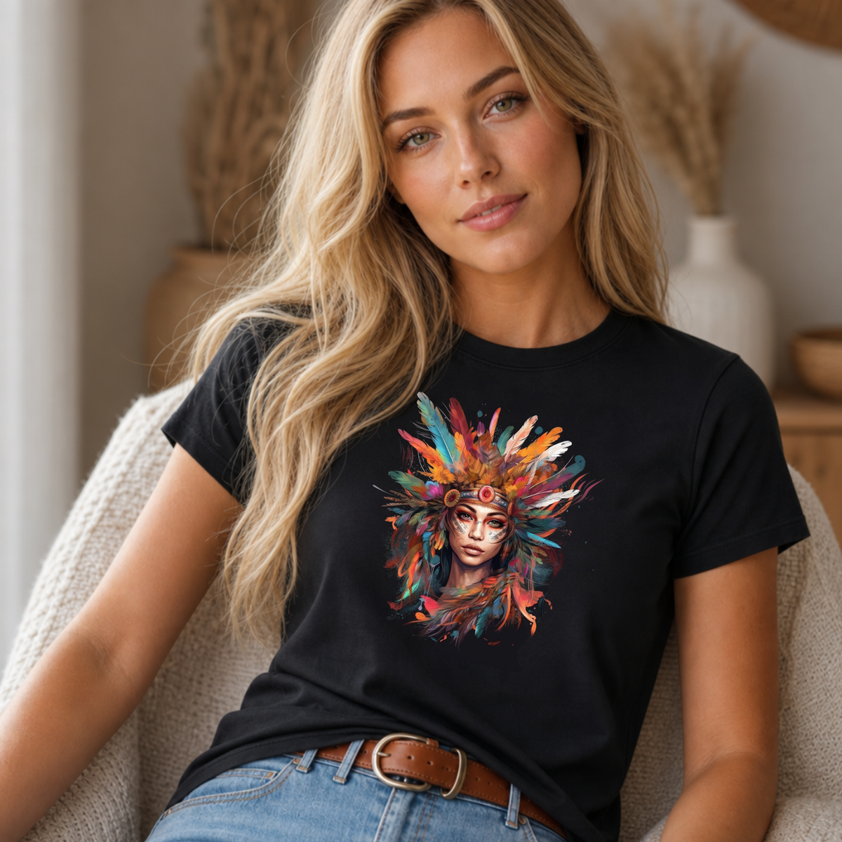 Tribal Feather Warrior Woman