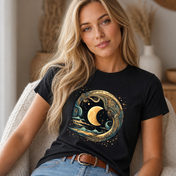 Golden Celestial Moon Print
