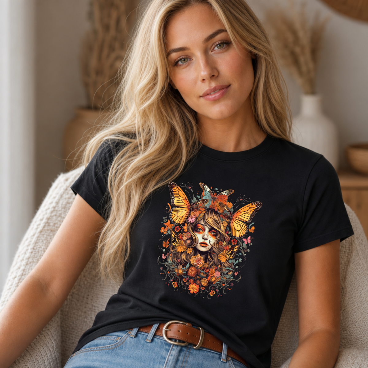Autumn Butterfly Boho Woman Print