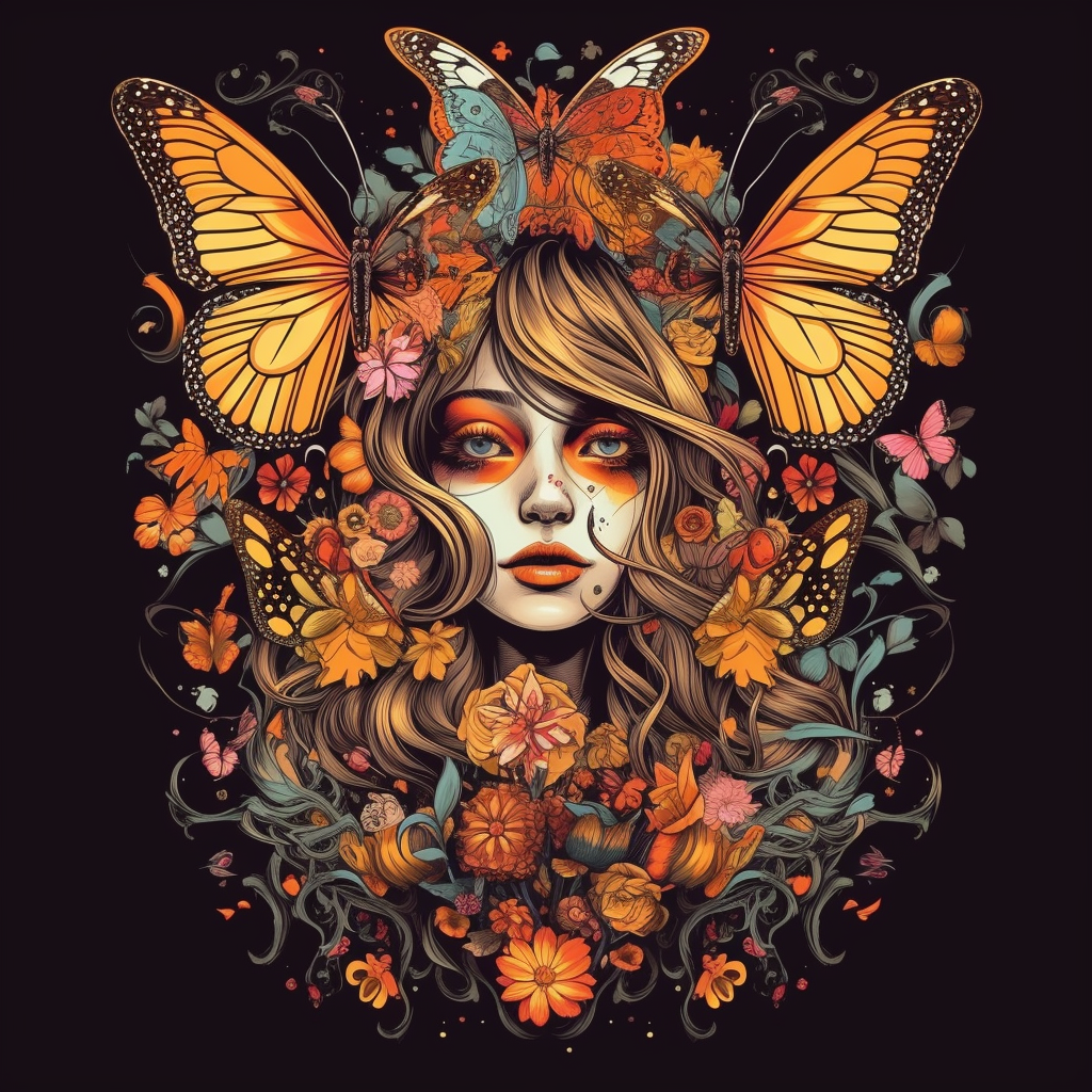Autumn Butterfly Boho Woman Print