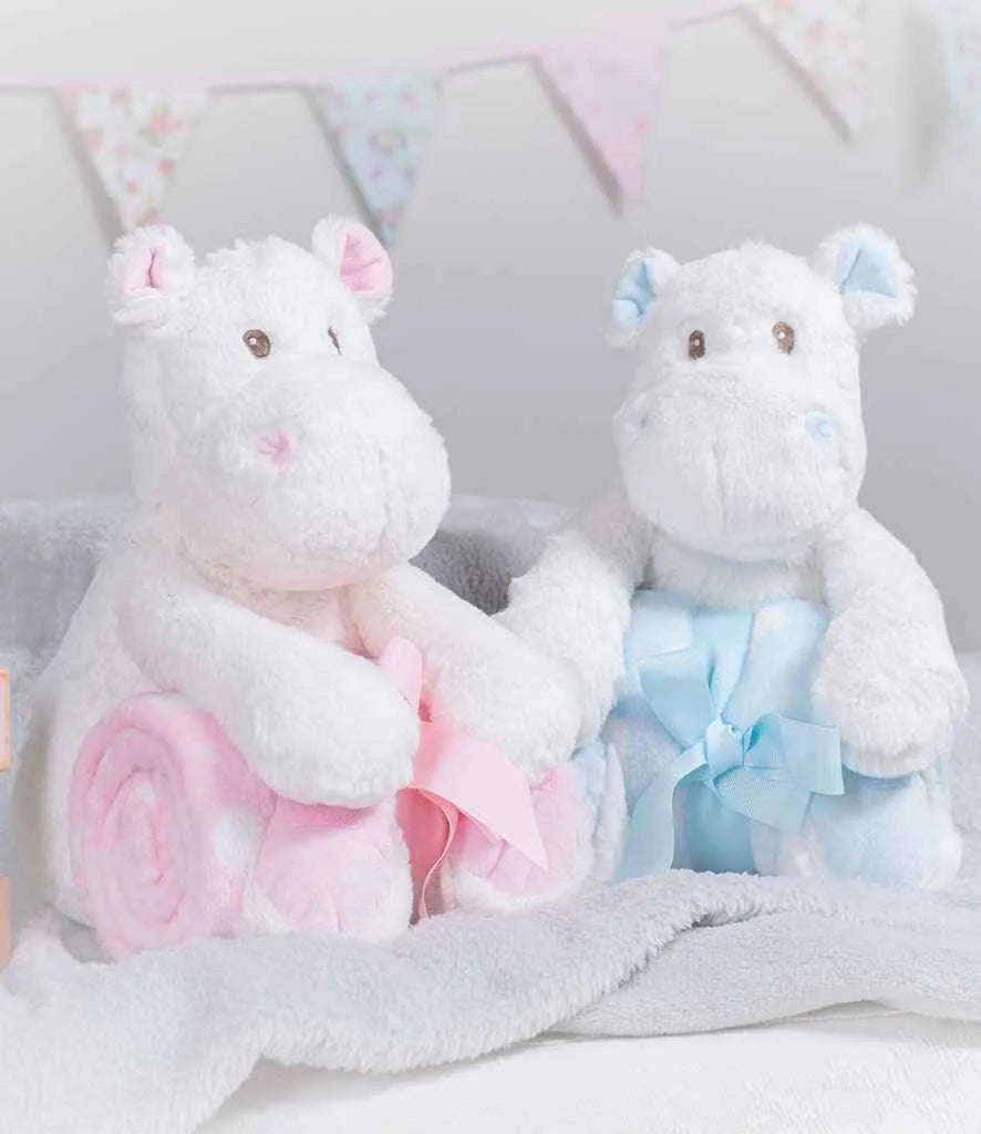 Mumbles Blue Hippo with printed fleece blanket