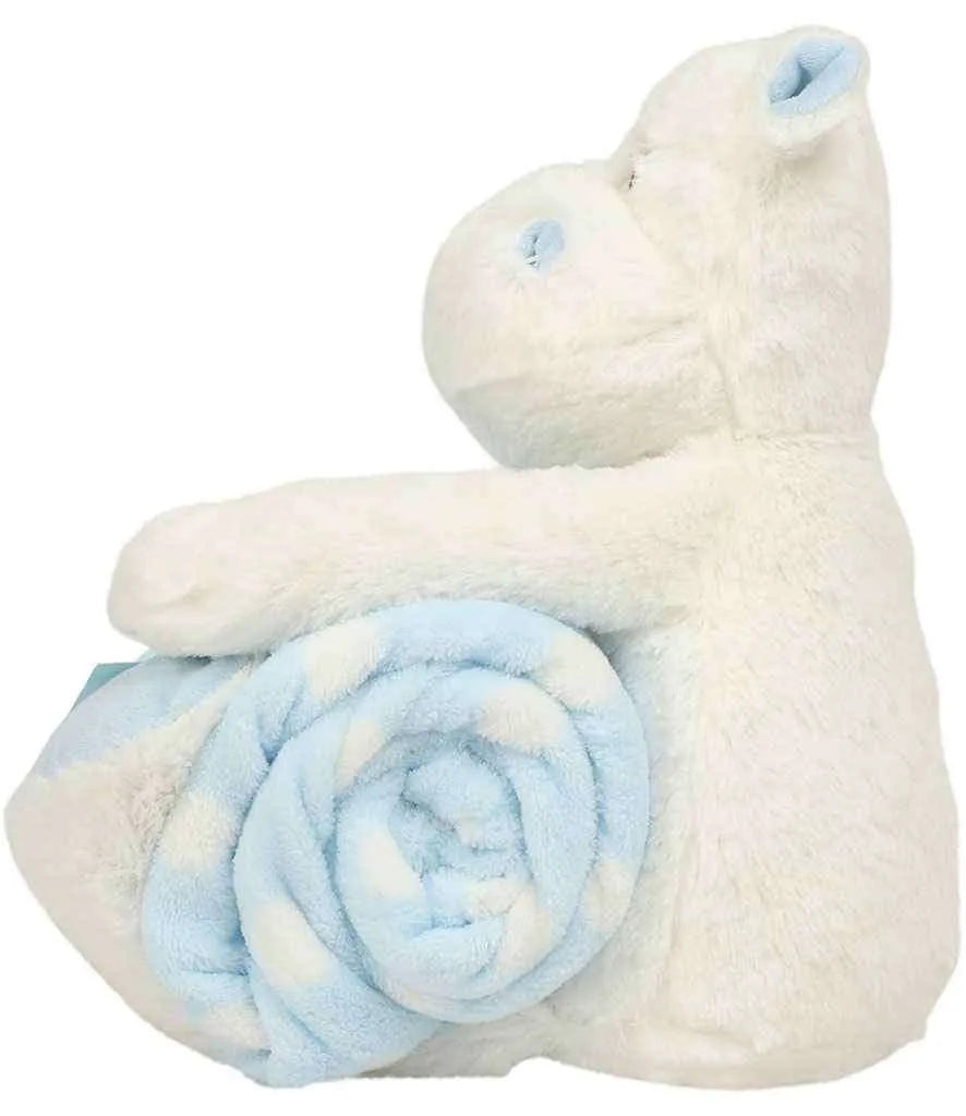 Mumbles Blue Hippo with printed fleece blanket
