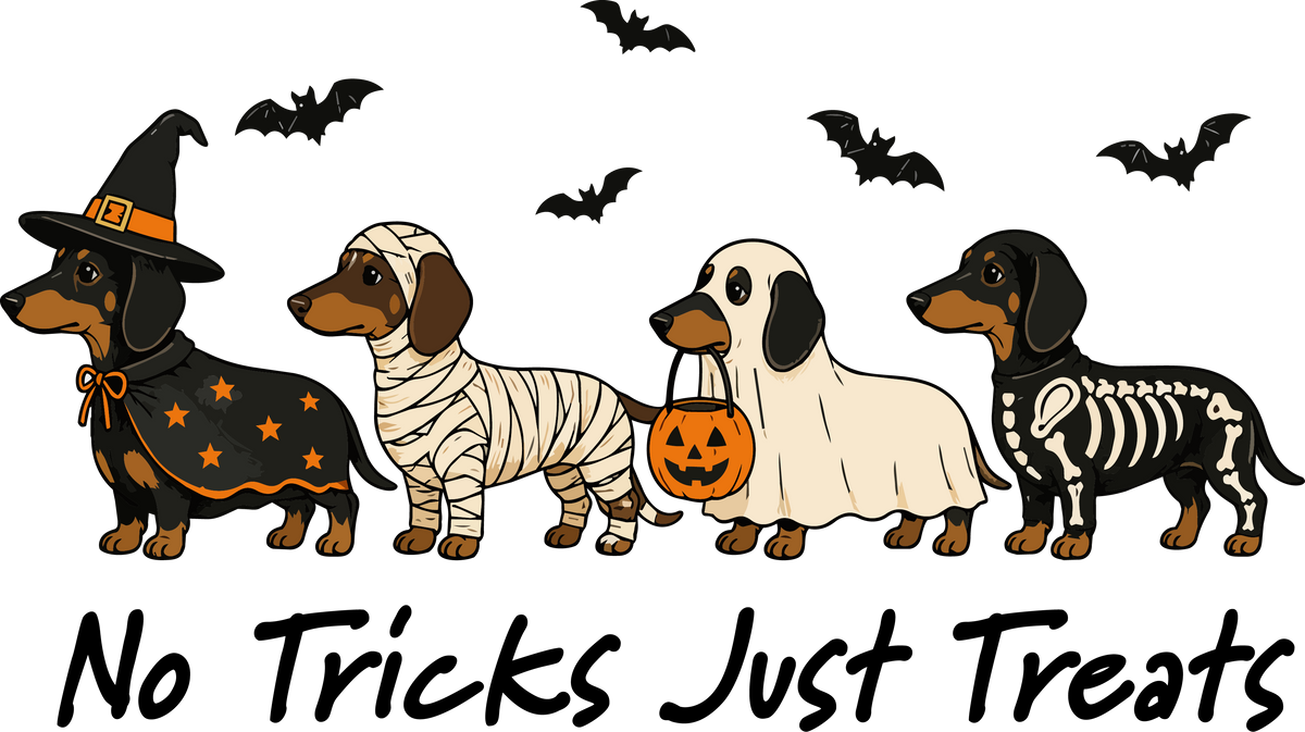 Halloween Dachshund Dog No Tricks Just Treats DTF Transfer