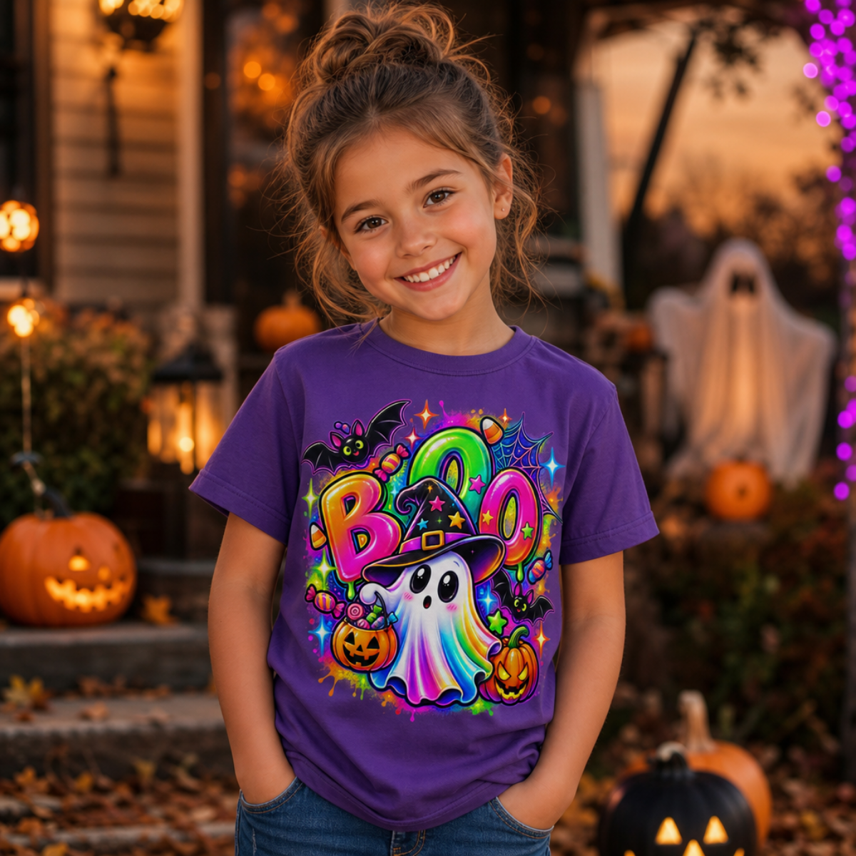 Colourful Halloween Boo DTF Transfer